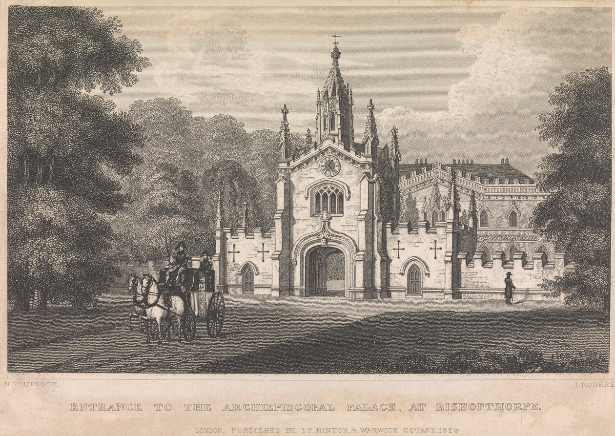 Ingång till Archiebiscopal Palace, vid Bishopthorpe (utgiven av I. T. Hinton); sida 34 (volym ett) av John Rogers