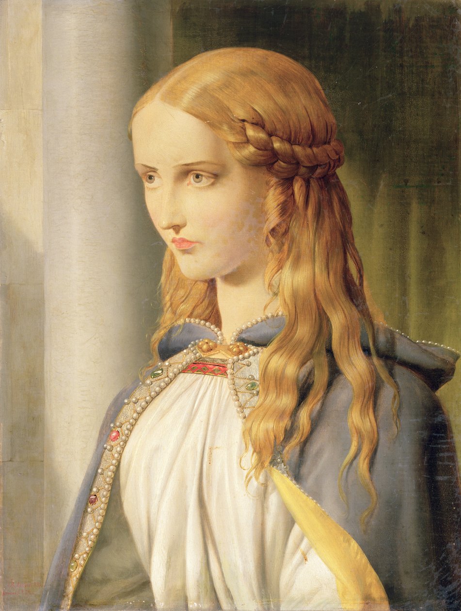 Cordelia Disinherited, 1850 olja på duk detalj av 90710 av John Rogers Herbert