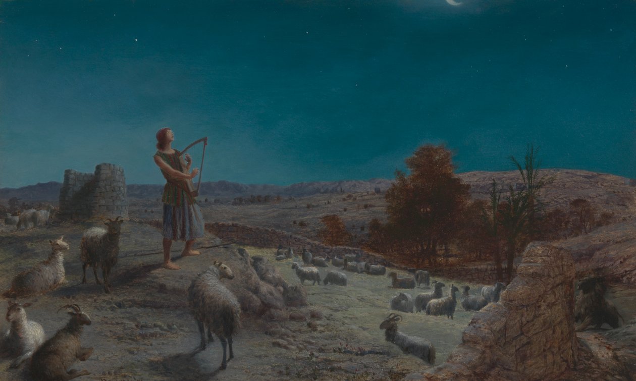 David, Israels blivande kung, medan han var herde i Betlehem av John Rogers Herbert