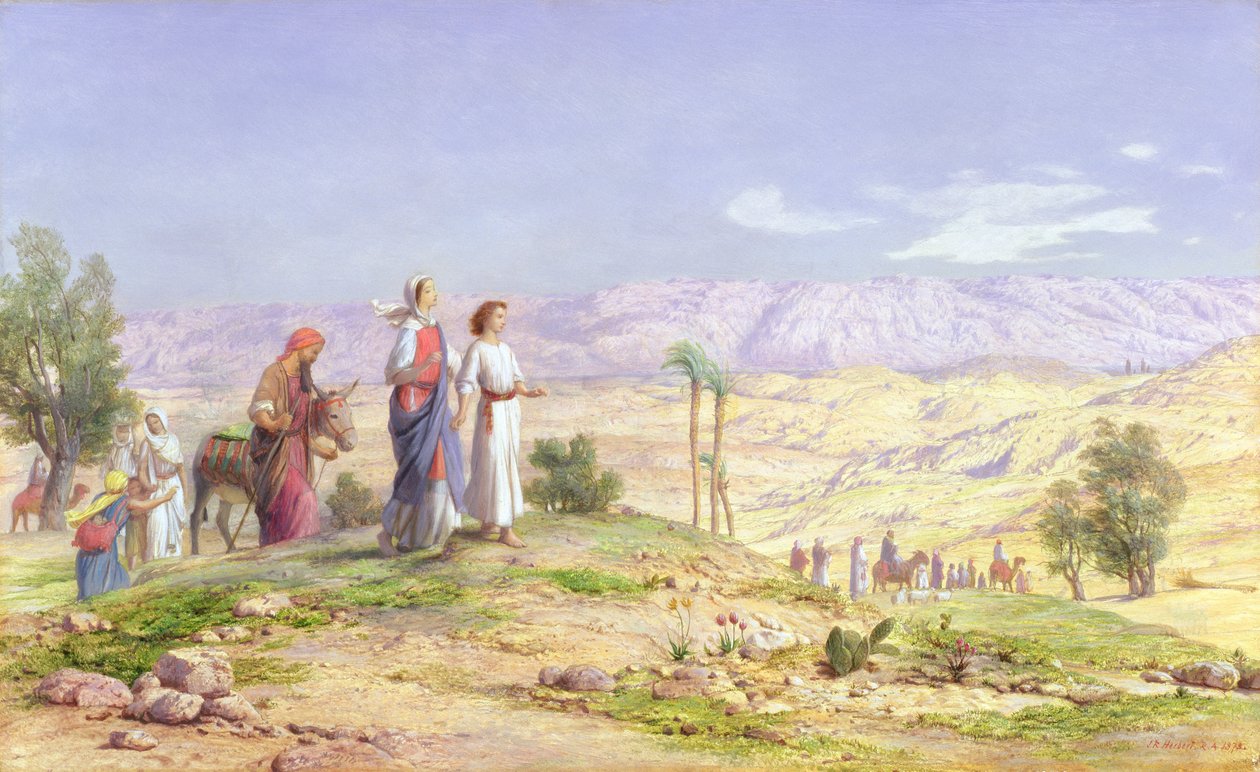 Den heliga familjen närmar sig Jerusalem från Nasaret, 1878 (olja över penna ombord) av John Rogers Herbert