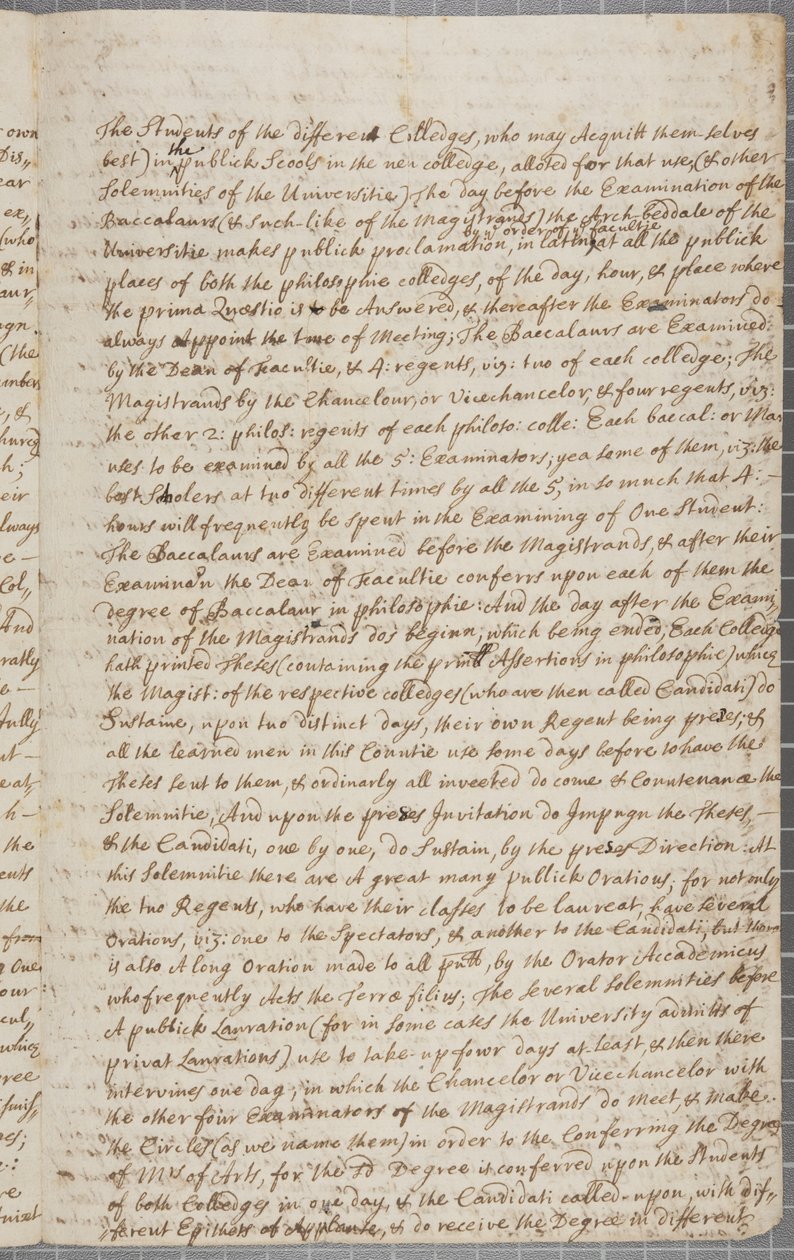 Ett brev från John Row, en student vid St Andrews, till sin farbror, 1691 av John Row