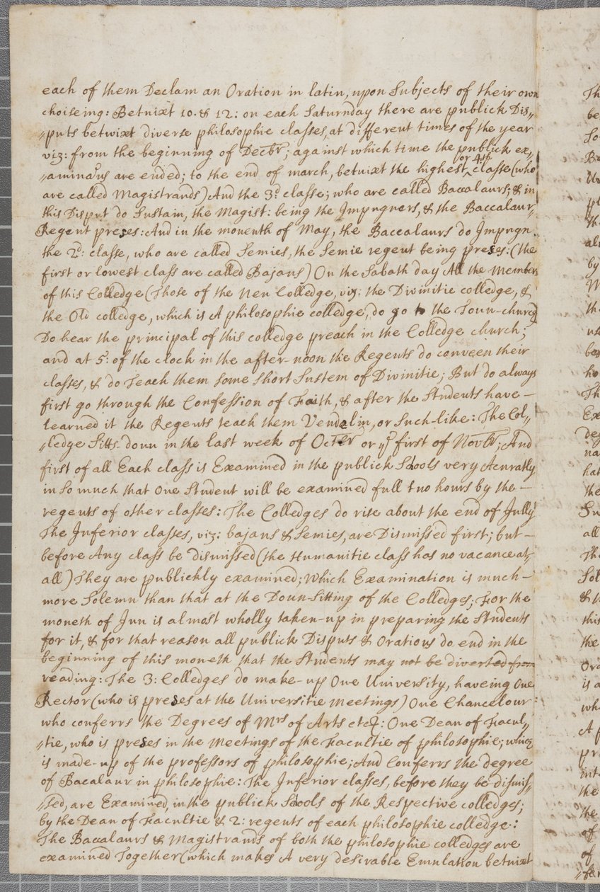 Ett brev från John Row, en student vid St Andrews, till sin farbror, 1691 av John Row