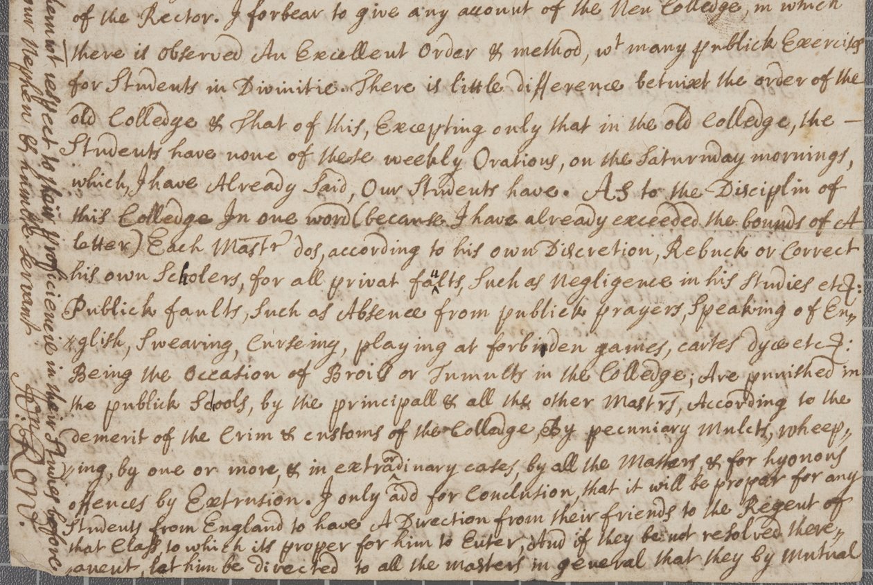 Ett brev från John Row, en student vid St Andrews, till sin farbror, 1691 av John Row