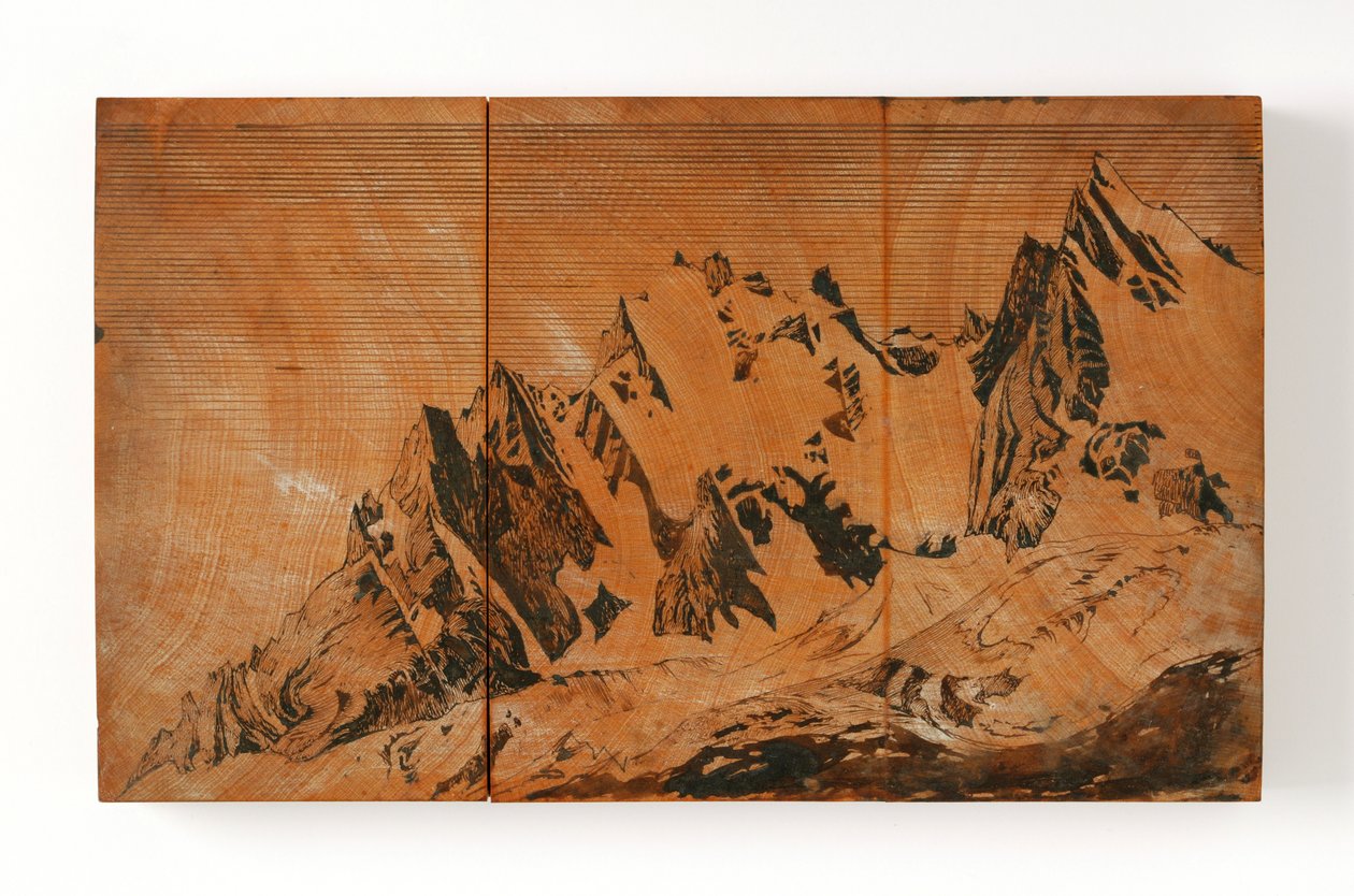 Aiguille Du Midi, Frankrike (penna & bläck och akvarell på trä) av John Ruskin