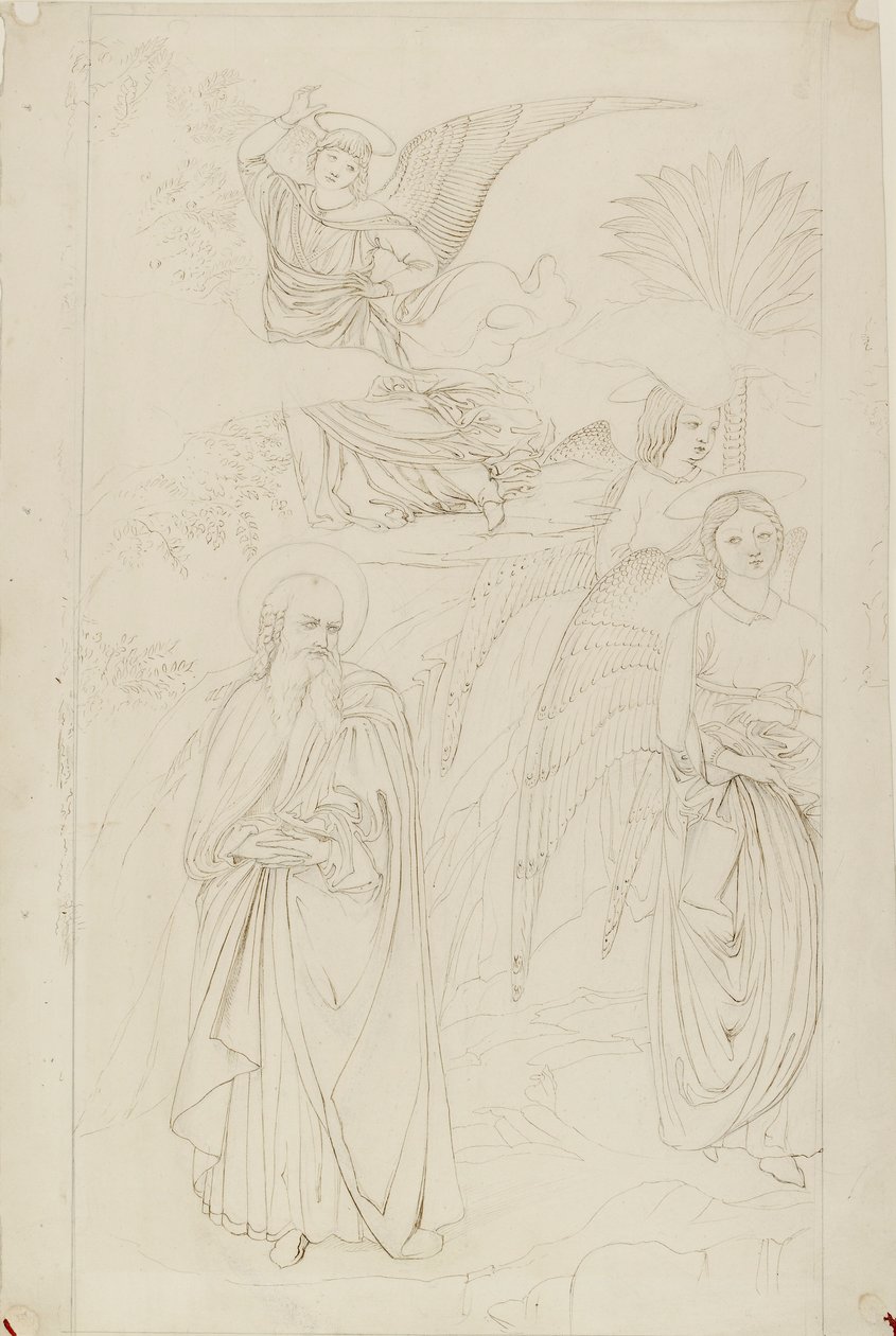 Teckning av Abrahams avsked från änglarna från Benozzo Gozzoli, 1845 av John Ruskin
