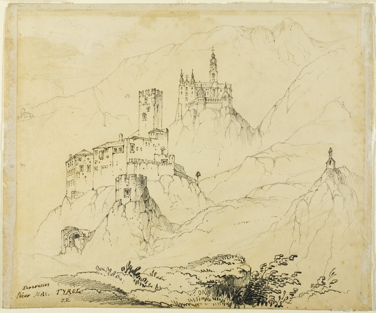 Fästningar i Tyrolen, nära Mals (recto); Slott i Lenzburg (verso) av John Ruskin
