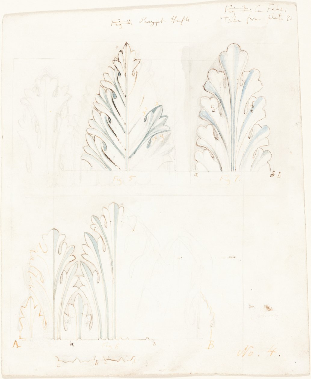 Ornamental Study med Acanthus-motiv för "The Stones of Venice" av John Ruskin