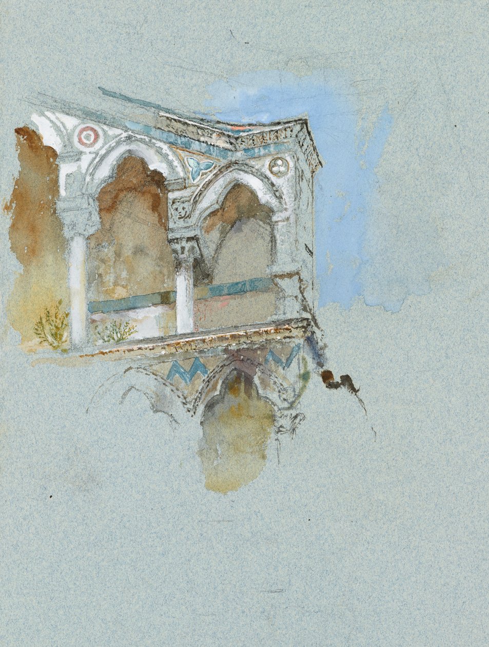Studie av pisansk gotik (en del av fasaden på San Michele i Borgo, Pisa) av John Ruskin
