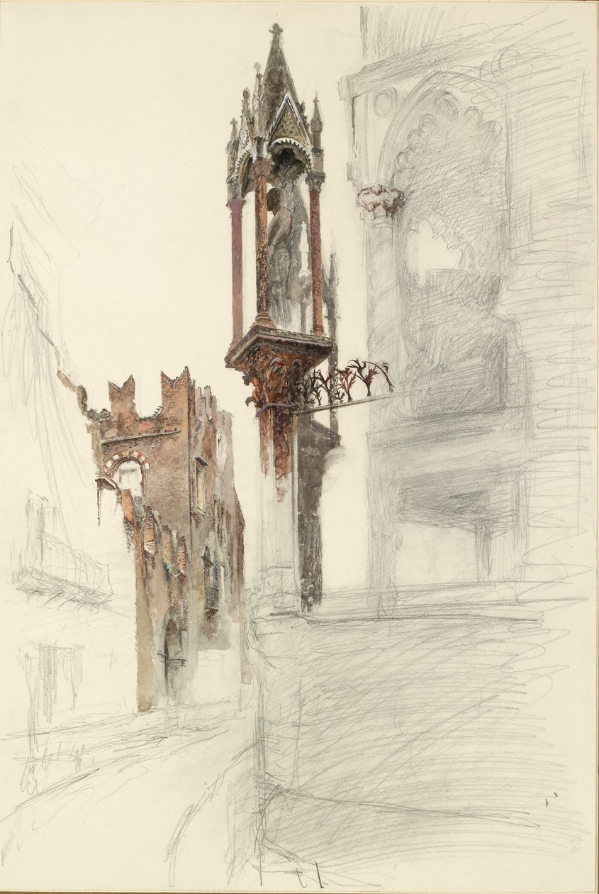 Studie av en nisch kring Cansignorio della Scalas grav i Verona, 1869 av John Ruskin