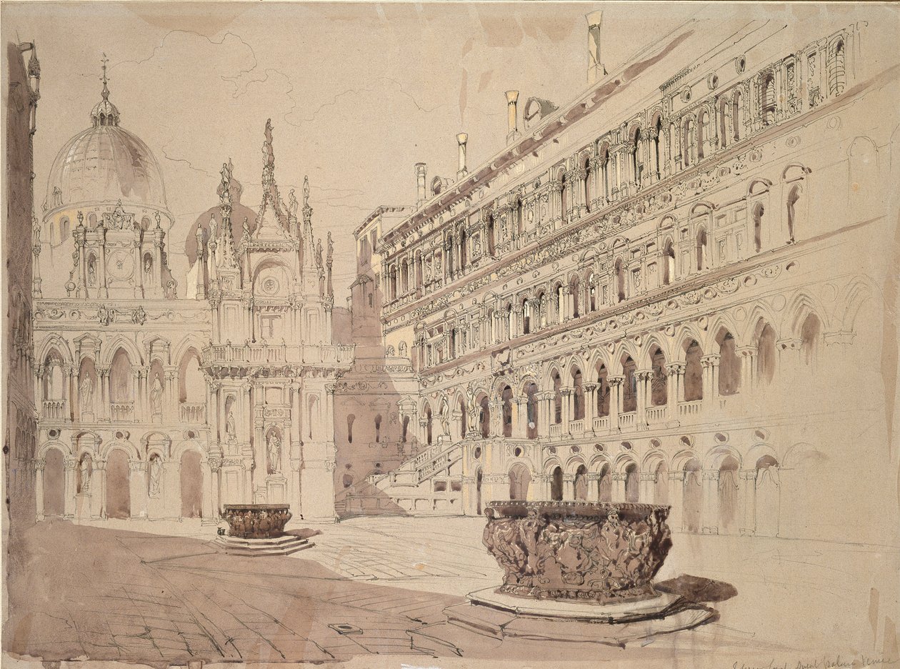 Hertigpalatsets domstol, Venedig, maj 1841 av John Ruskin