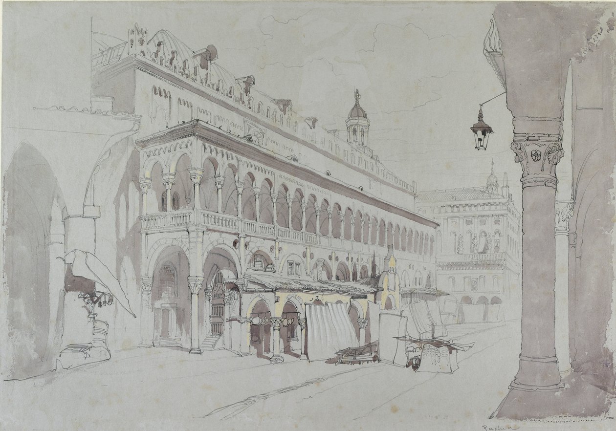 Palazzo della Ragione och Piazza delle Erbe, Padua, maj 1841 av John Ruskin