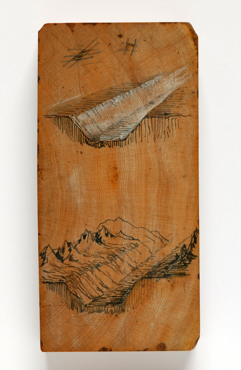 Trench of the Valley of Chamonix and the Peaks above the Trench, c.1856 (penna & bläck och akvarell på trä) av John Ruskin