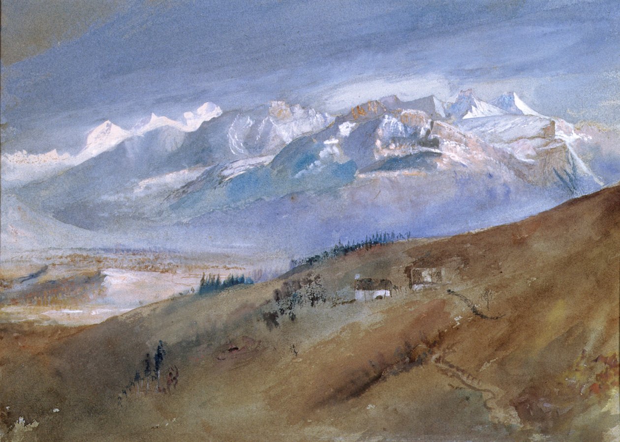 Utsikt från mitt fönster på Mornex där jag bodde ett år, 1862 (wc på papper) av John Ruskin