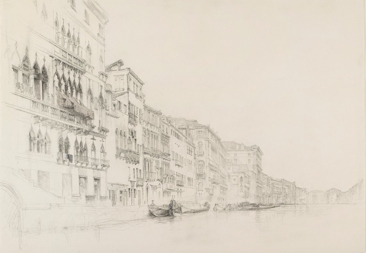 Utsikt från Palazzo Bembo till Palazzo Grimani, Venedig, maj - juni 1870 av John Ruskin