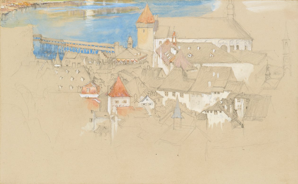 Utsikt över Luzern från ovan, 1861 eller 1866 av John Ruskin