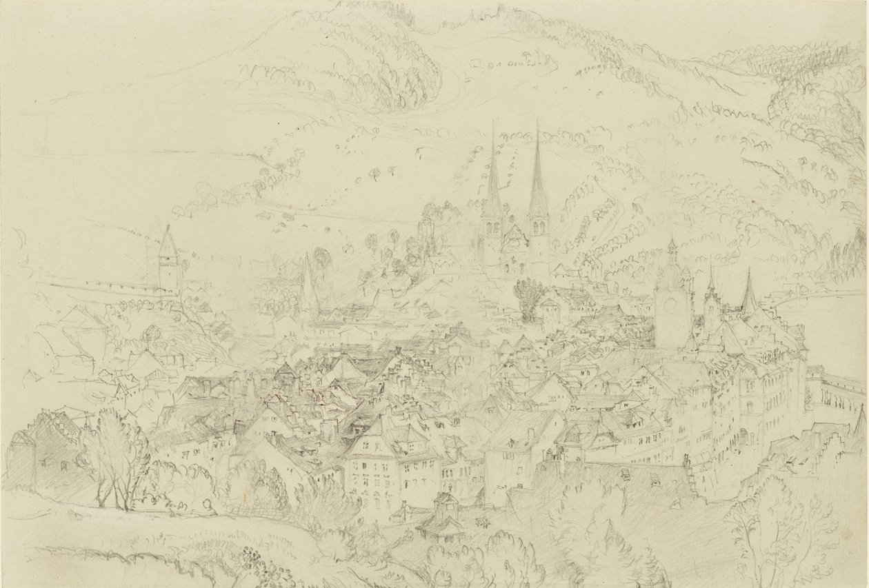 Utsikt över Luzern från ovan, oktober - december 1861. av John Ruskin