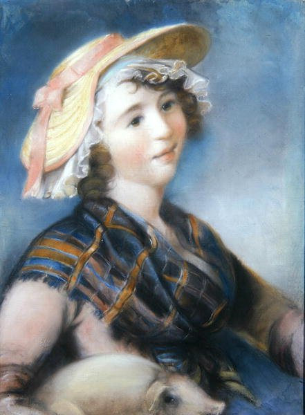 Flicka med gris (pastell) av John Russell