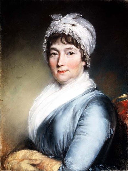 Porträtt av en dam som bär en spetshuva (pastell) av John Russell