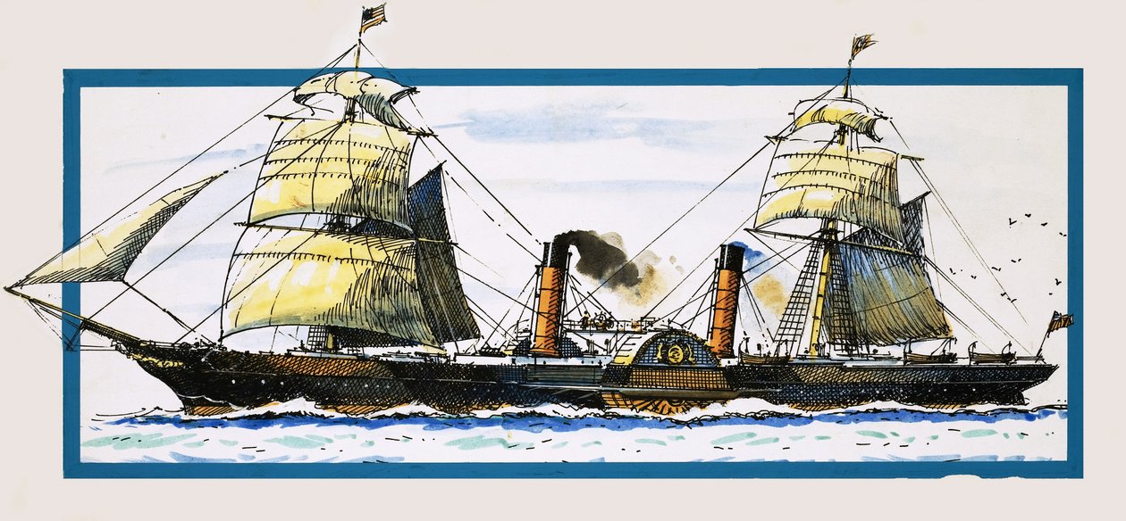 Det brittiska hjulångarfartyget Persia av John S. Smith