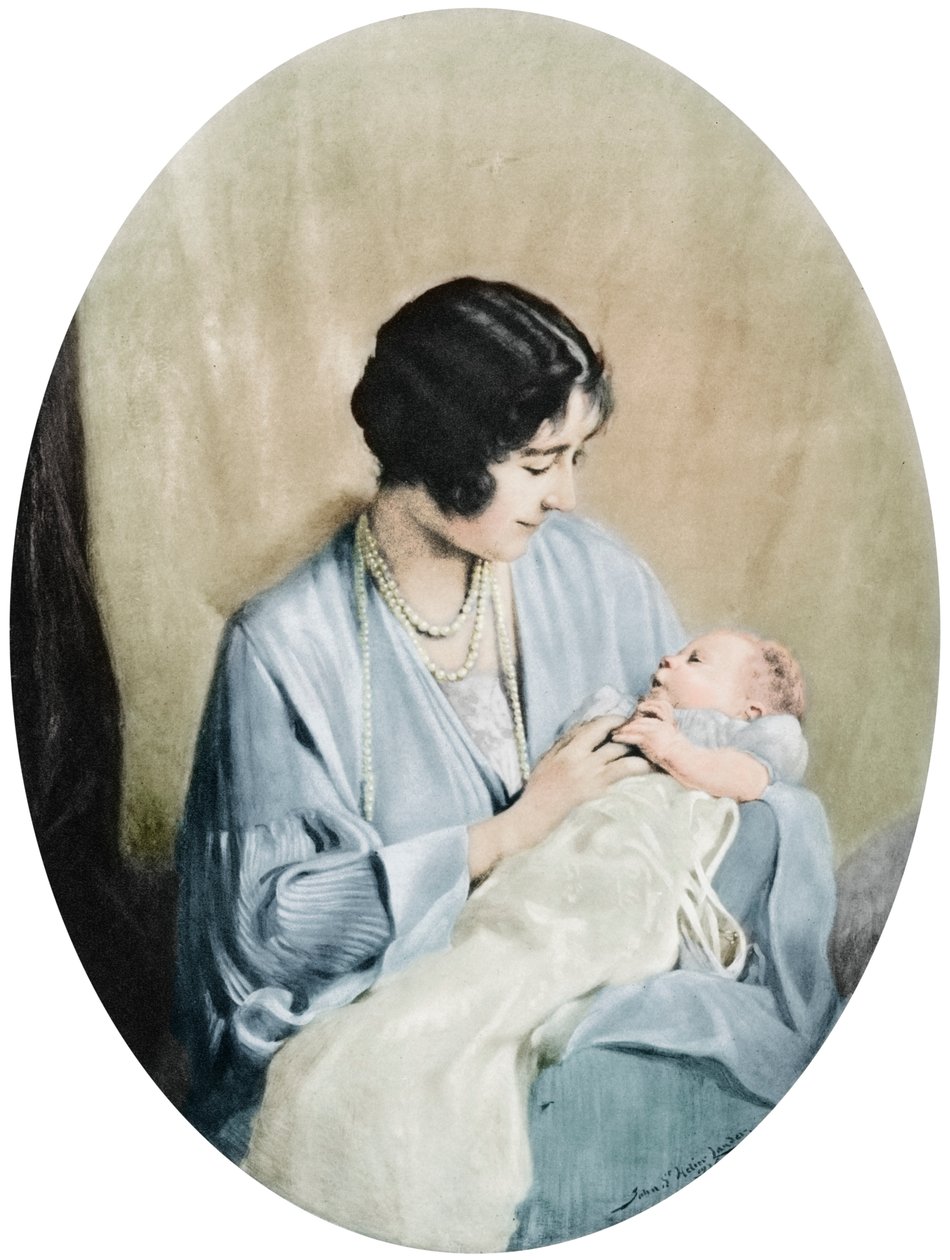 Drottning Elizabeth med prinsessan Elizabeth 1926, 1937. av John Saint Helier Lander
