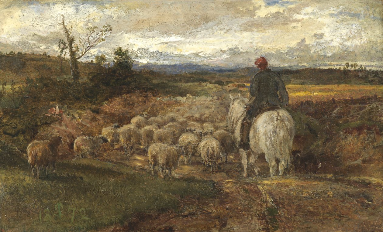 A Sussex Lane, 1872 (olja på papper på linne) av John Samuel Raven