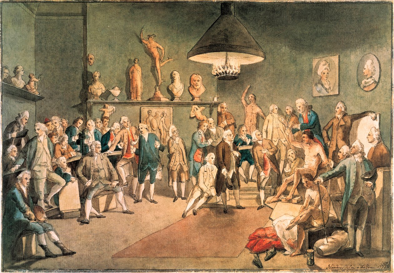 Akademikerna vid Royal Academy i London, kopia efter en målning av Johann Zoffany (1733-1810) av John Sanders