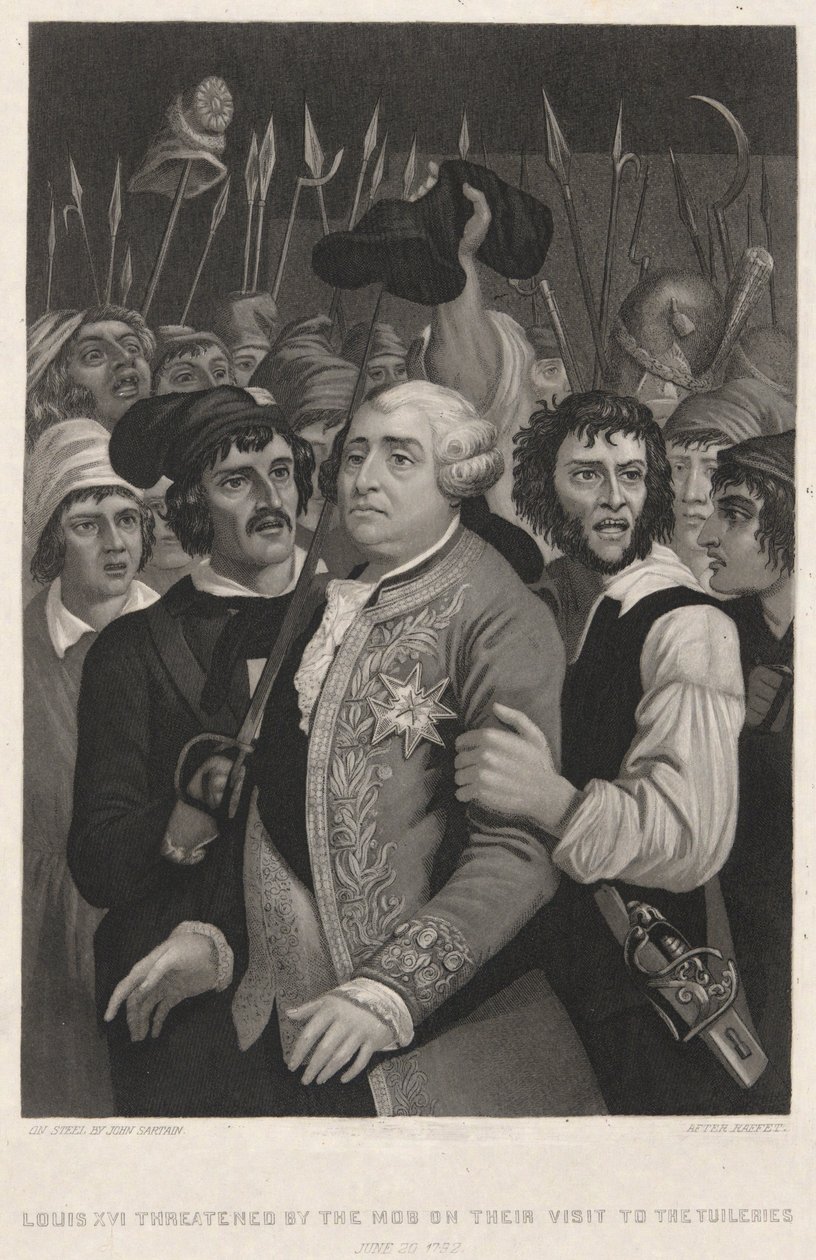 Ludvig XVI hotad av folkhopen vid deras besök i Tuilerierna av John Sartain