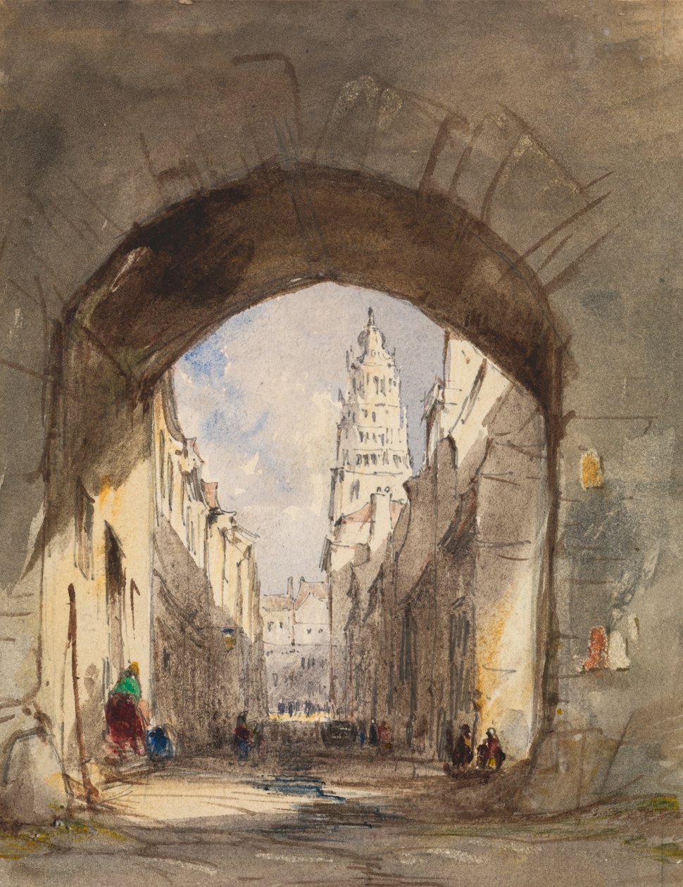 Gatubild i Calais av John Scarlett Davis