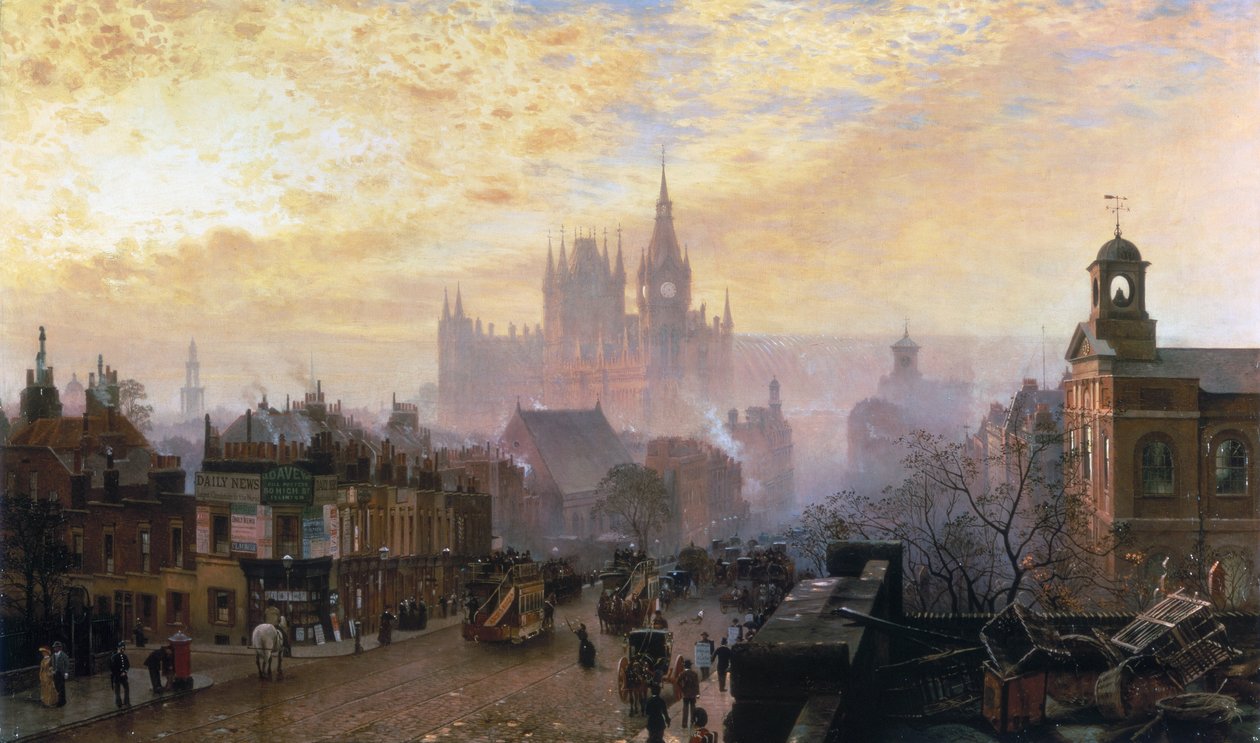 "From Pentonville Road looking West: Evening", 1884 av John Scorrer O