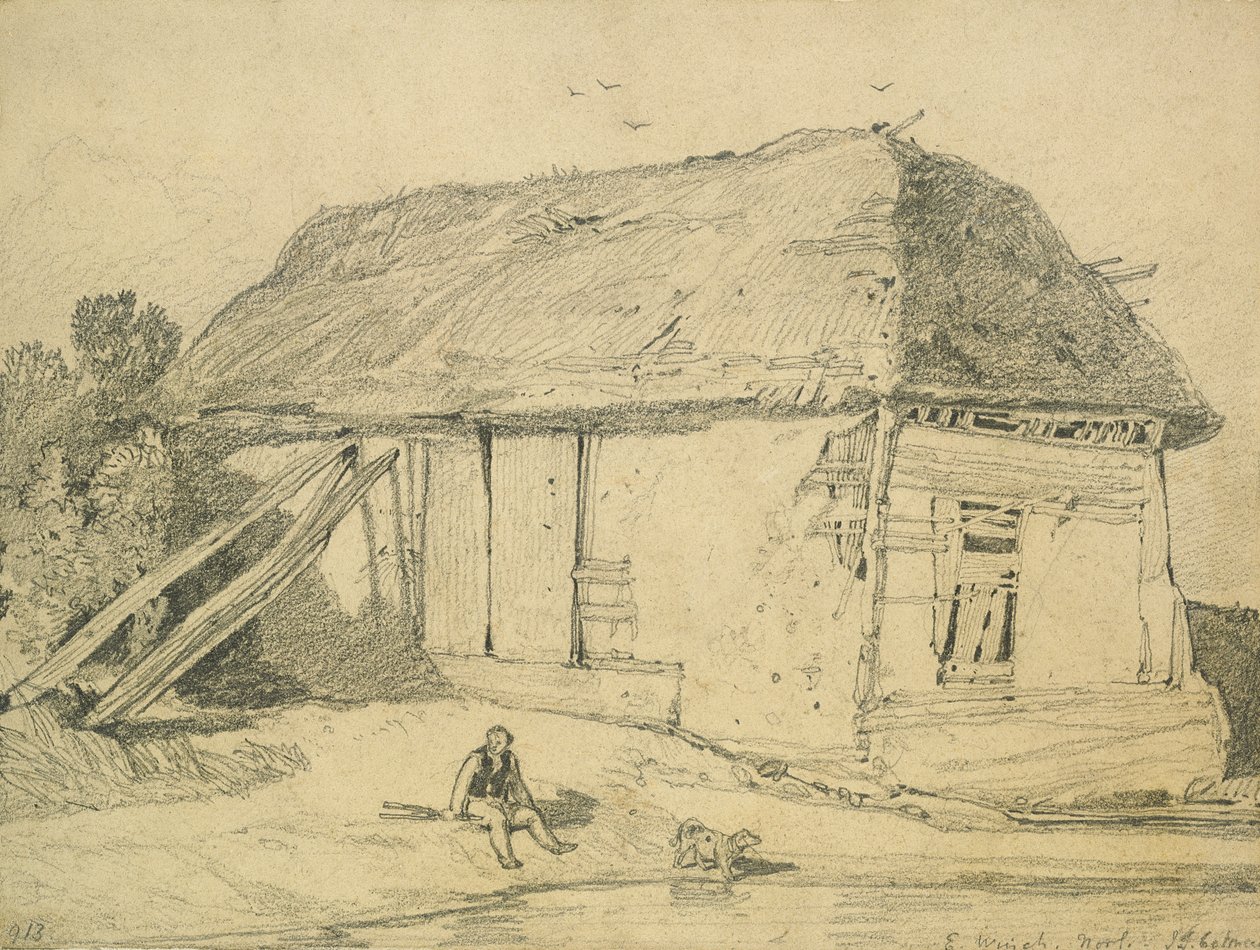 A Barn at East Winch, Norfolk (penna på kort) av John Sell Cotman