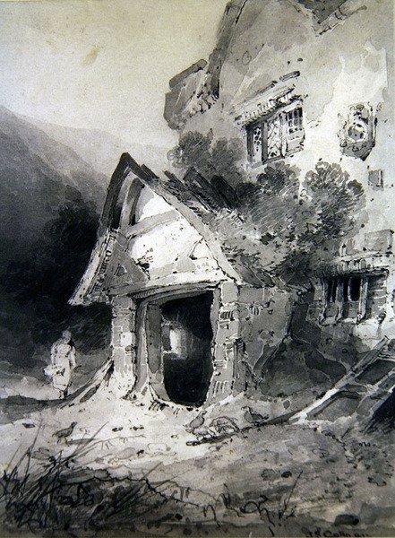 En förstörd veranda (akvarell på papper) av John Sell Cotman