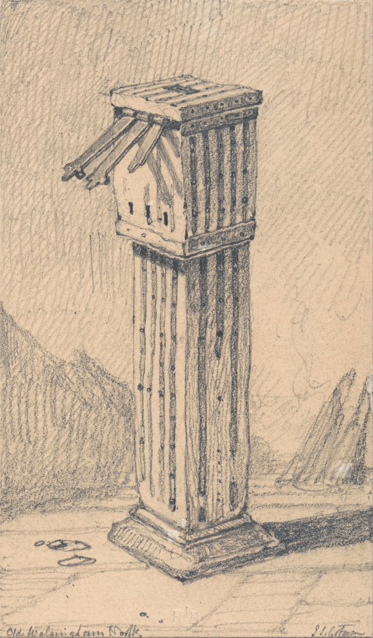En gammal allmoseskrin, Walsingham Church, Norfolk av John Sell Cotman