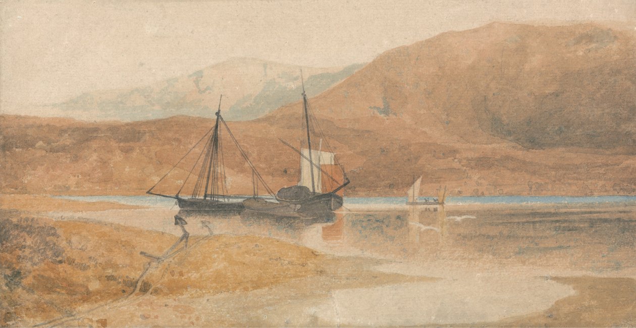Barmouths flodmynning med Cader Idris, norra Wales av John Sell Cotman