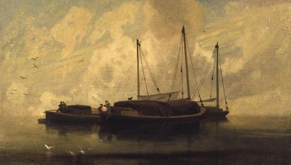 Båtar på ankar i Breydon Water, ca 1810 (olja på duk) av John Sell Cotman