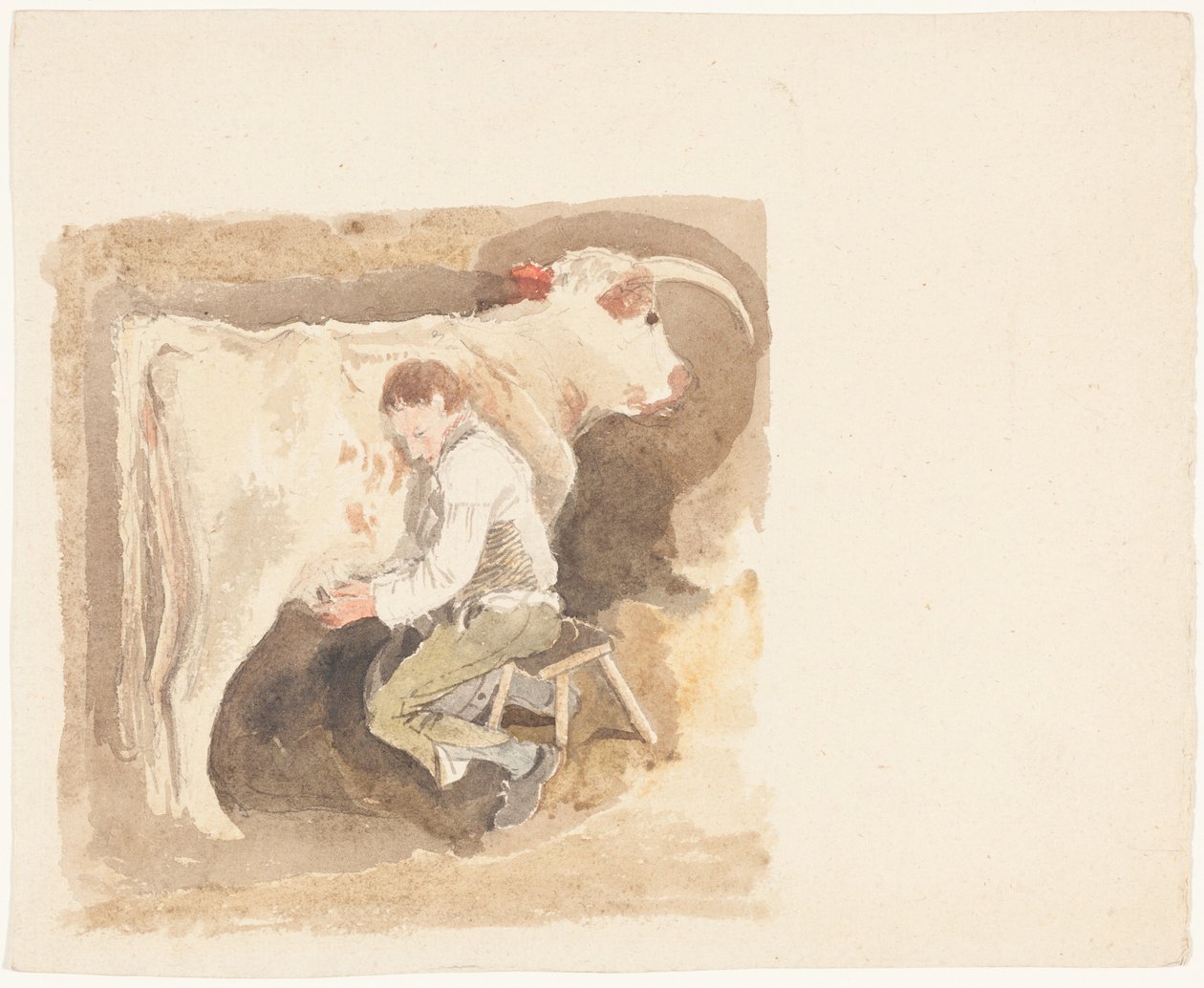 Pojke som mjölkar en ko av John Sell Cotman