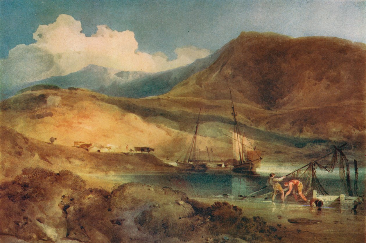 Cader Idris, från Barmouth Sands, c1800-talet av John Sell Cotman