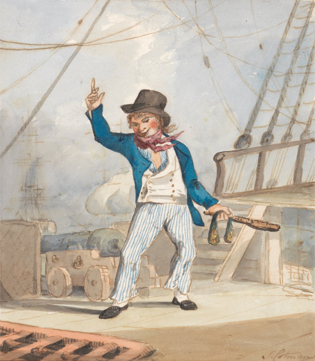 Karikatyr av en sjöman (en av en uppsättning av tre) av John Sell Cotman