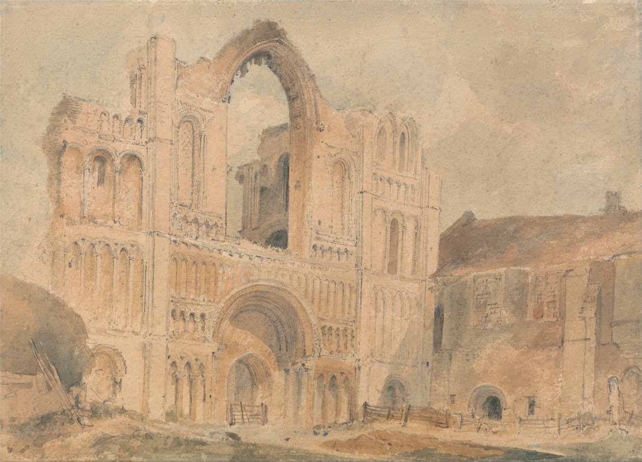 Castle Acre Priory, Norfolk, västra framsidan av John Sell Cotman