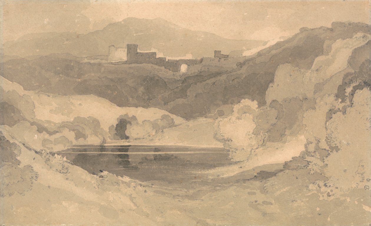 Slott i ett landskap av John Sell Cotman