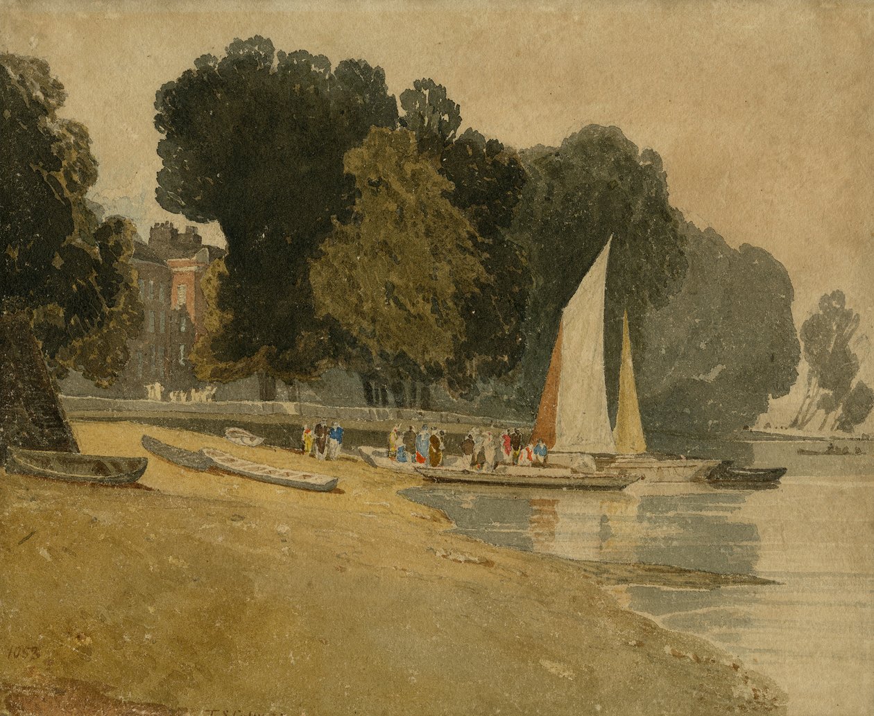 Cheyne Walk, London, ca 1809-10 (wc på papper) av John Sell Cotman