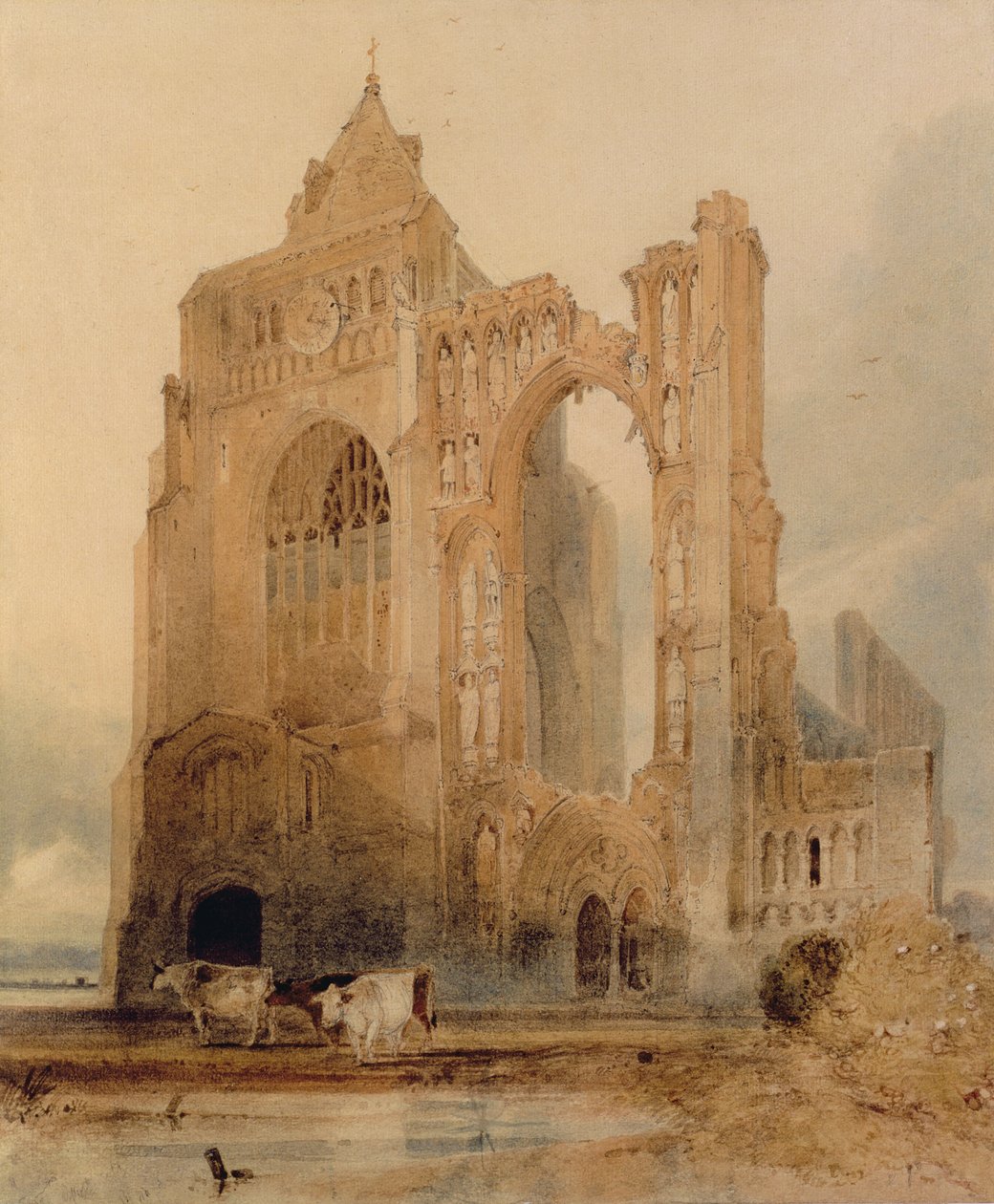 Croyland Abbey, Crowland (akvarell på papper) av John Sell Cotman