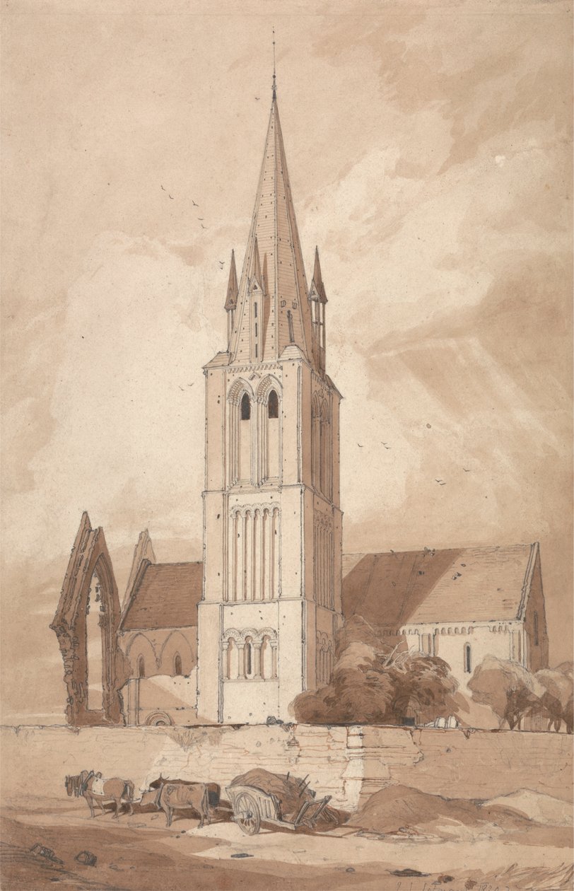 Douvres kyrka, Normandie av John Sell Cotman
