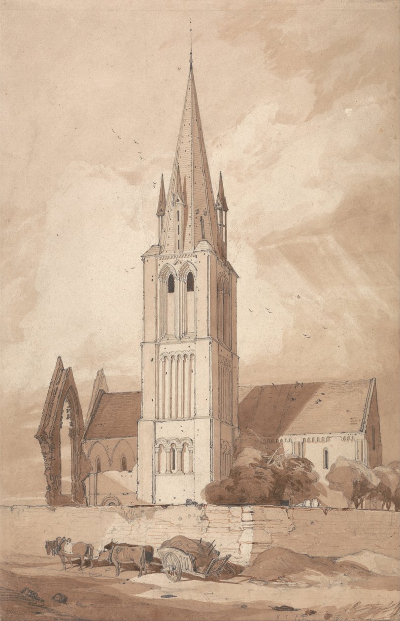 Douvres kyrka, Normandie av John Sell Cotman