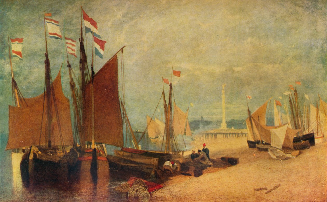 Holländska båtar utanför Yarmouth, Priser under kriget, c1823 1934 av John Sell Cotman