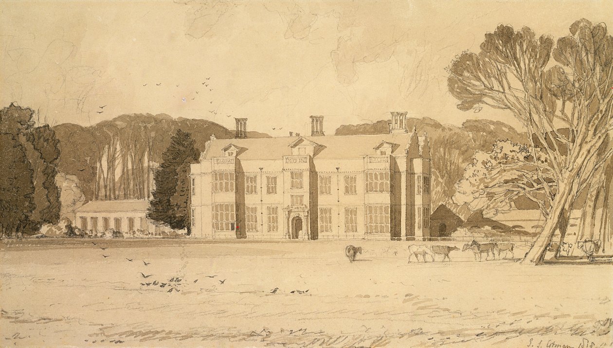 Felbrigg Hall, Norfolk, 1818 (penna och grå tvätt på papper) av John Sell Cotman