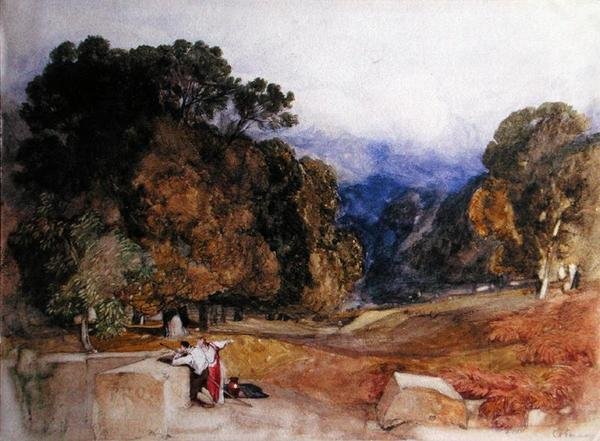 Figurer i en park (penna och akvarell på papper) av John Sell Cotman