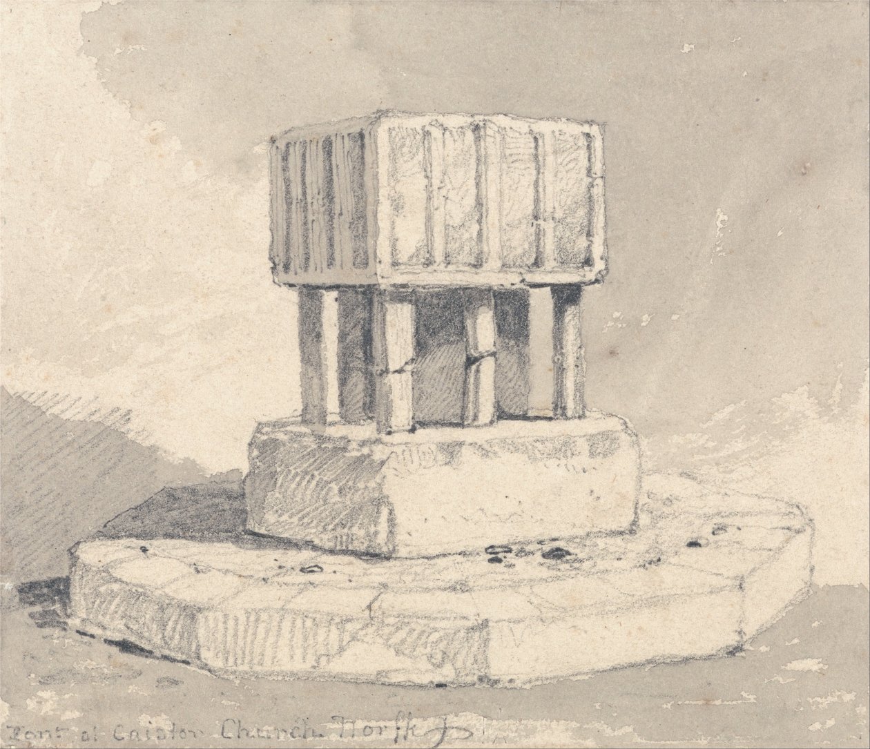 Dopfunten vid Caister Church, Norfolk av John Sell Cotman