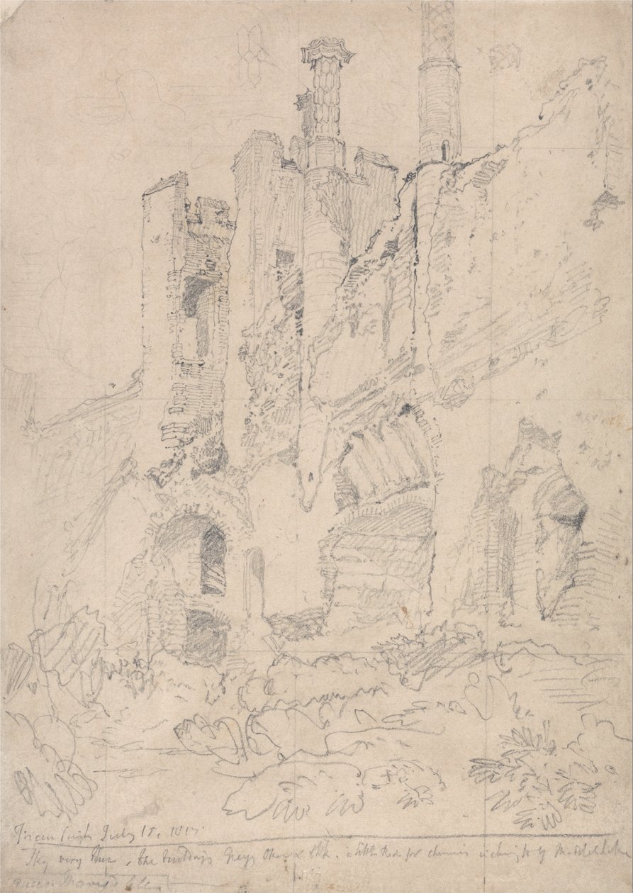 Framlingham Castle, Suffolk: Del av ruinerad interiör av John Sell Cotman