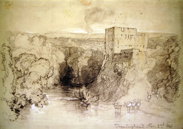 Framlingham: slottet och floden av John Sell Cotman