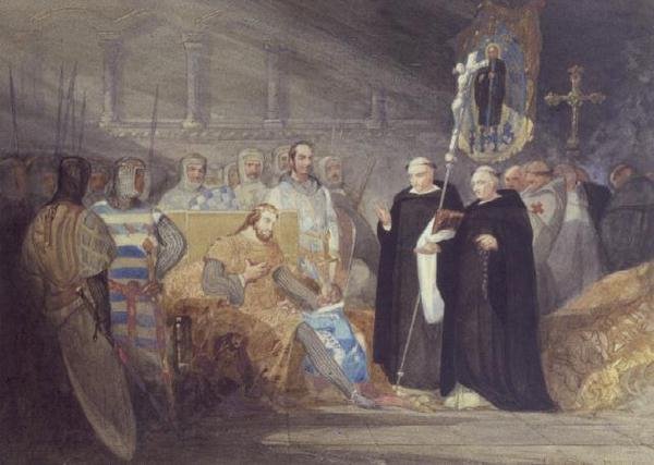 King John och Prince Henry i Swinstead Abbey av John Sell Cotman